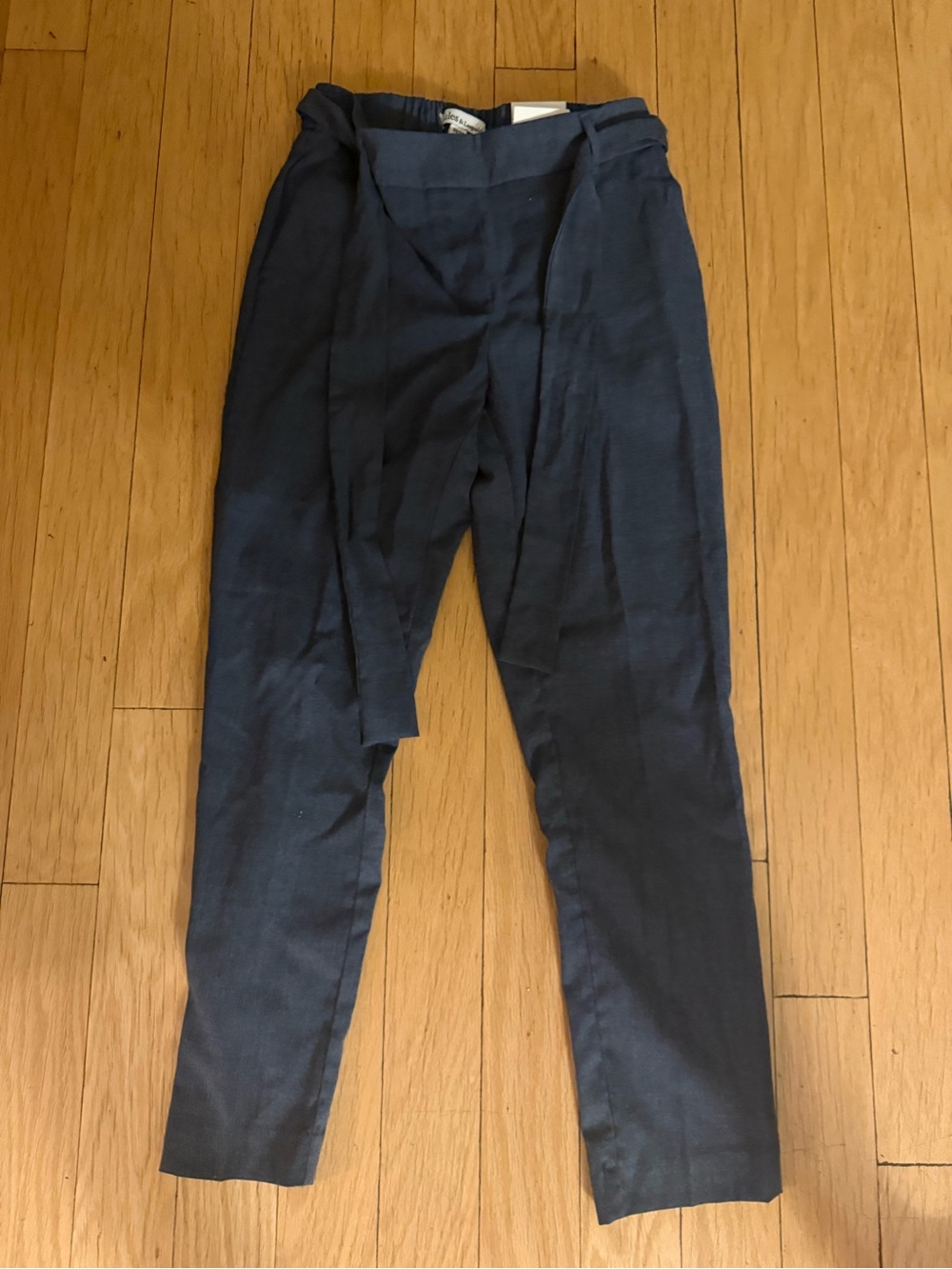 Jules & Leopold Navy Cropped Tie-Waist Pants
